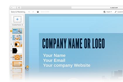 Close-up of a prezi in a browser